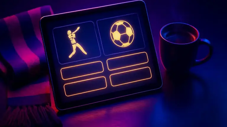 Cricket and football match tiles with odds on a live betting screen